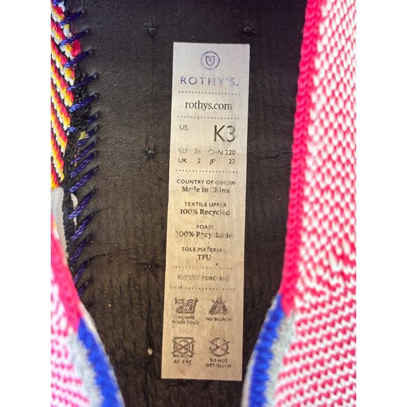 Rothys Slip On Shoes Girls Size 3 Sneakers  Pink Flamingo Round Toe - Picture 4 of 16